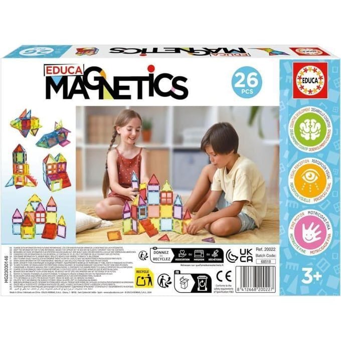 Jeu éducatif - EDUCA Magnetics - Construction 3D magnétique avec 26 pièces pour stimuler la créativité des enfants