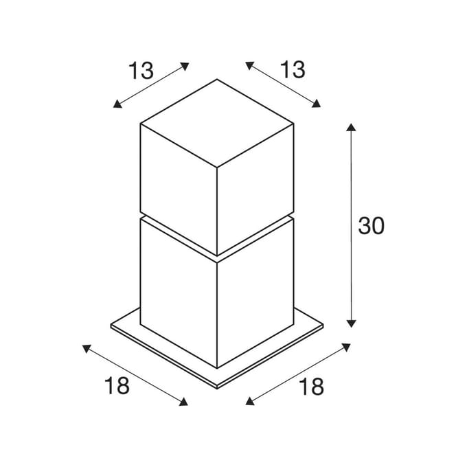 SLV sokkellamp Square Pole, hoogte 30 cm, grijs, roestvrij staal
