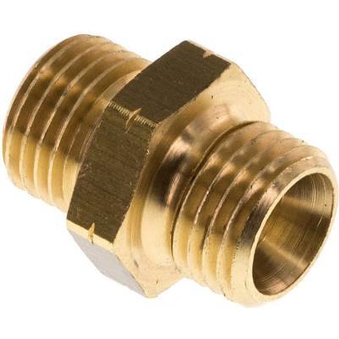 Dubbele Nippel G Buitendraad Linkshandig Messing 16bar 17mm Hex [2 Stuks]