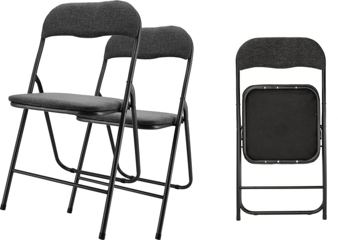Klapstoel Set van 2 - Inklapstoel Zwart - Eettafelstoelen - Opklapbare Stoelen - Geschikt tot 100 kg