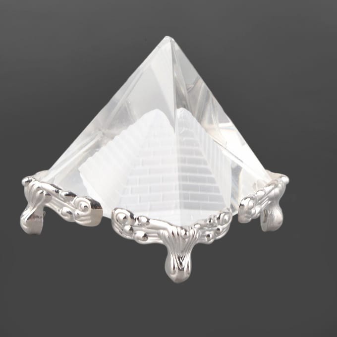 Pyramide Créative en Cristal Pierre de Quartz Sculpture Figurine Décoration de Maison white