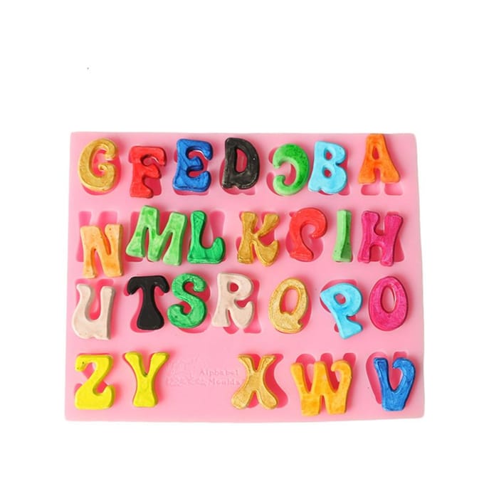 Vorm van Letter Cake Bakken Koekje Chocolade Suikerpasta Voedsel Silicone Vorm Bakvorm pink
