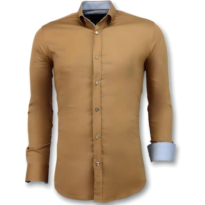 Italiaanse Blanco Overhemden Heren - Slim Fit - 3033 - Bruin