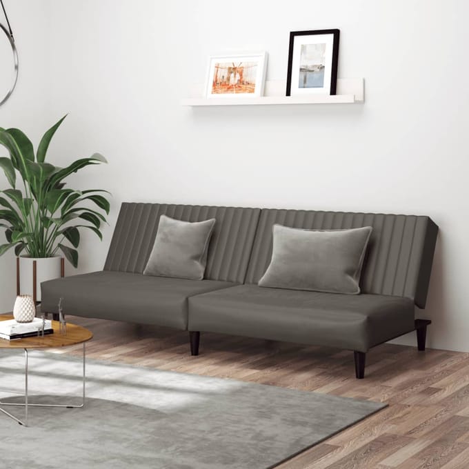 vidaXL - Slaapbank - 2-zits - kunstleer - grijs