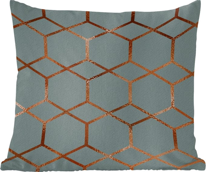 Sierkussens - Kussentjes Woonkamer - 45x45 cm - Patronen - Luxe - Blauw - Brons