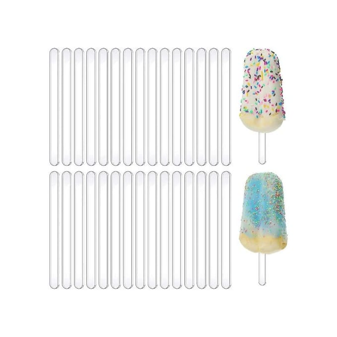 Bâtonnets Acryliques Réutilisables Bâtonnets Cakesicle Moule Cake Pop Bâtonnets Miroir pour Glace à l'eau Glace 50 PCS pur