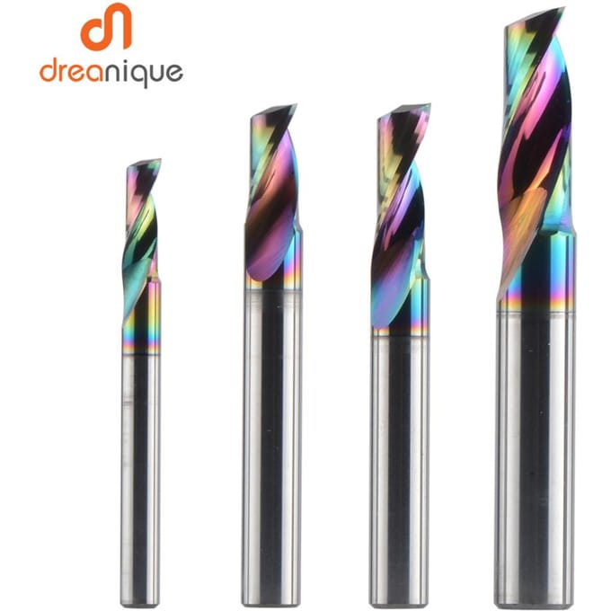 Dreanique 1 st 3.175 4 6 8mm CNC Enkele Fluit Vhm Legering Frees, DLC Coating Frees bit voor Alu DSA1F