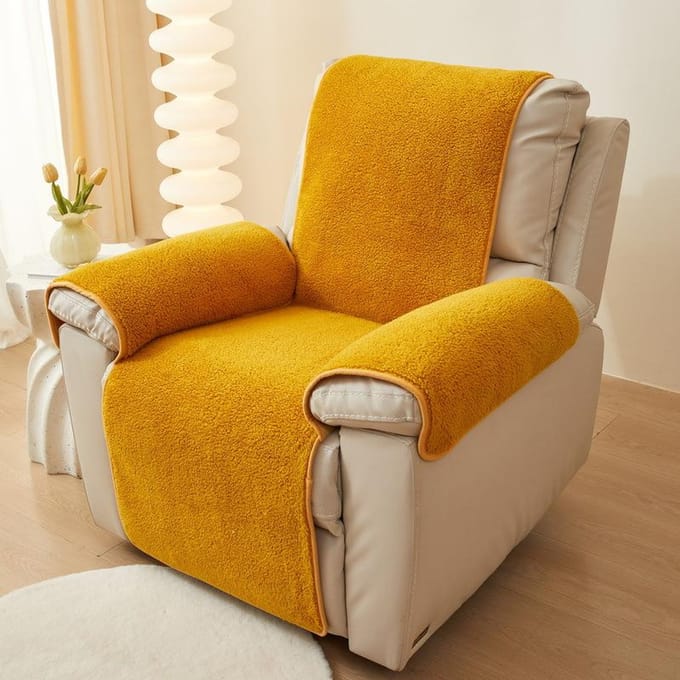 Lamswollen bank relaxfauteuilhoes antislip armleuningkussen eendelige relaxfauteuilhoes 76*231cm