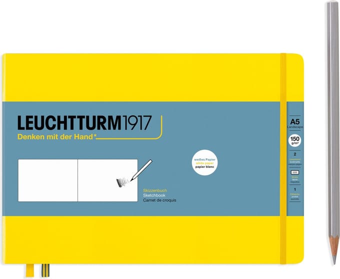 Leuchtturm1917 Medium Landscape Schetsboek met harde kaft Citron