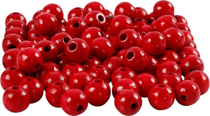 CC Houten Kralen 8 mm Rood 100 stuks