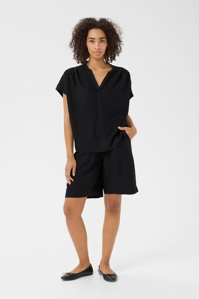Blouse met korte mouwen Loose fit Black