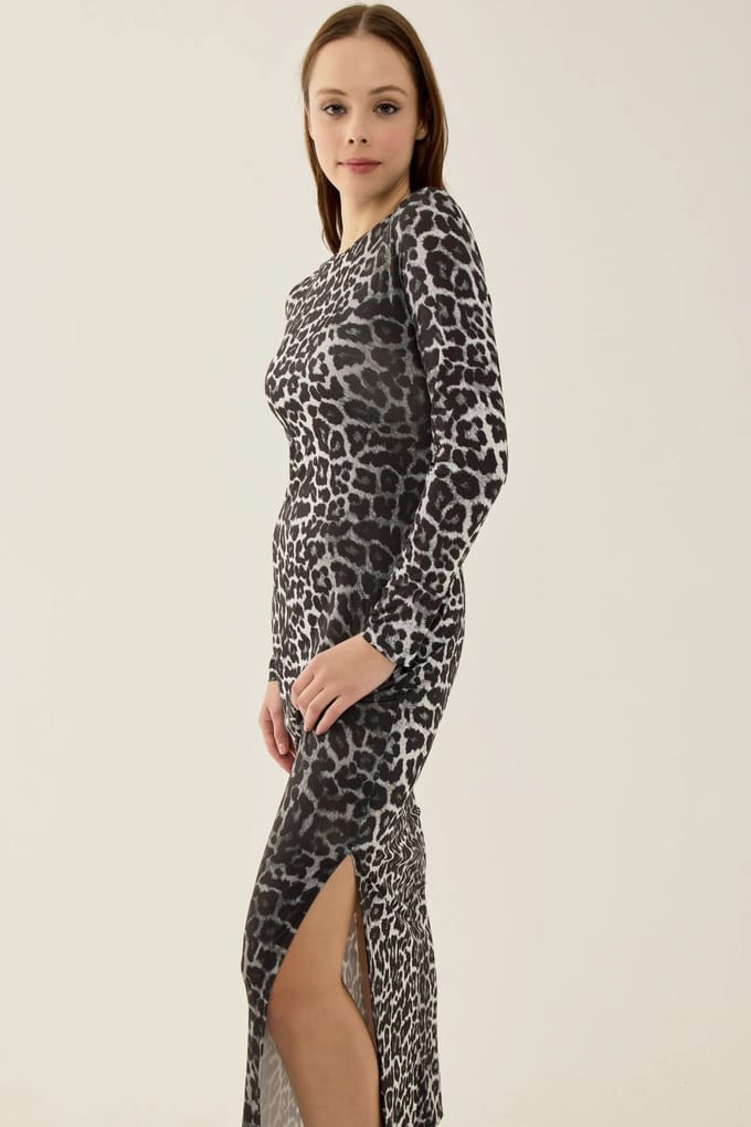 Leopardprint Maxi Jurk met Split