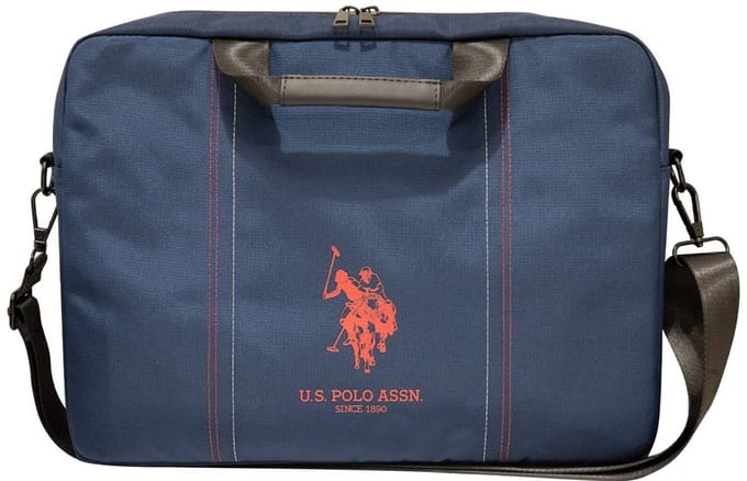 U.S. POLO ASSN., 15'' Laptoptas Model Dubbel Paard, Blauw