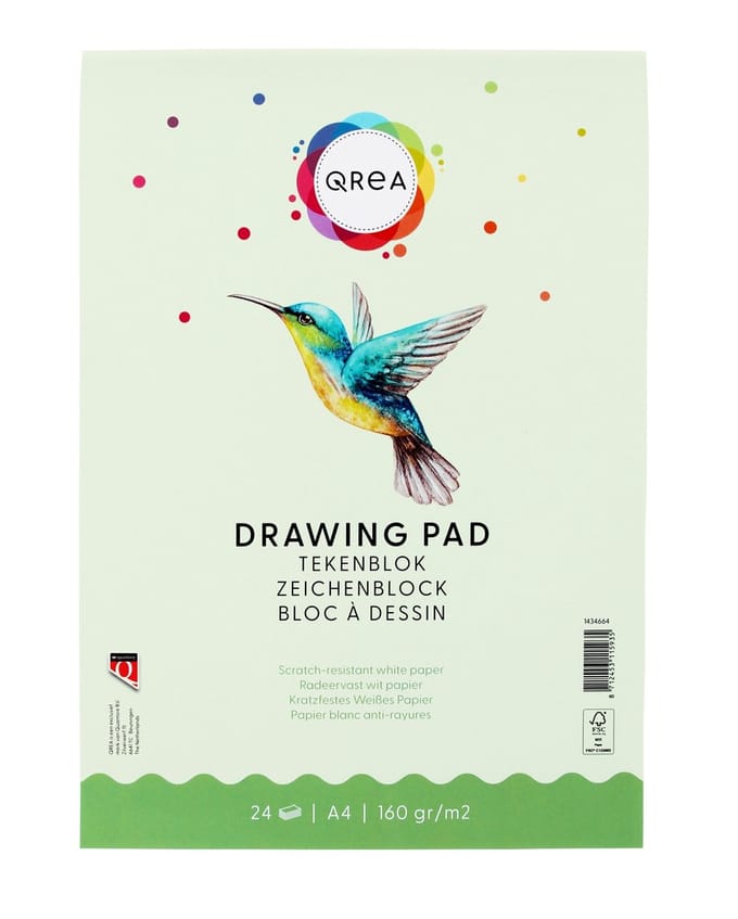 Tekenblok qrea a4 24vel 160gr gelijmd | 5 stuks