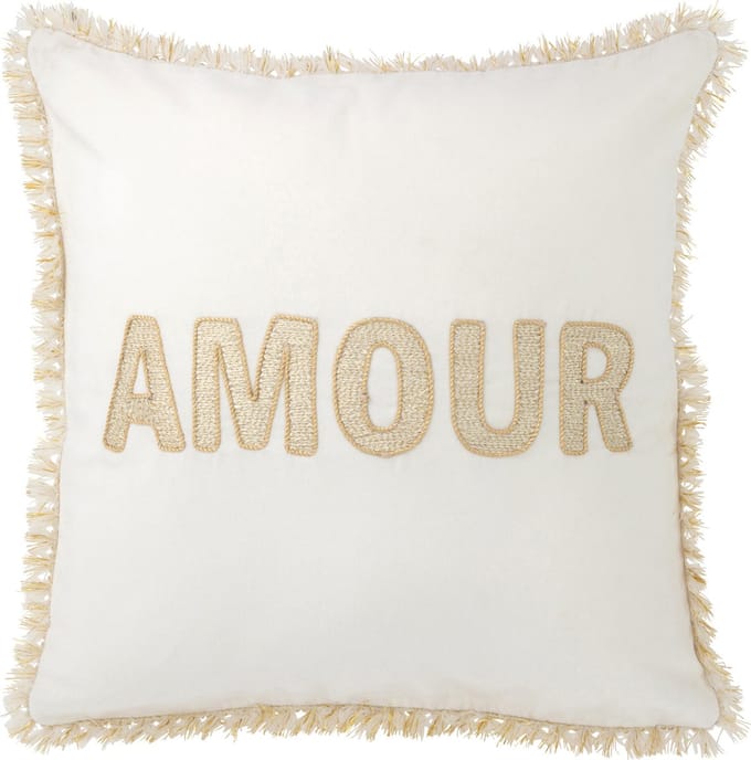 J-Line kussen Amour - textiel - wit/goud