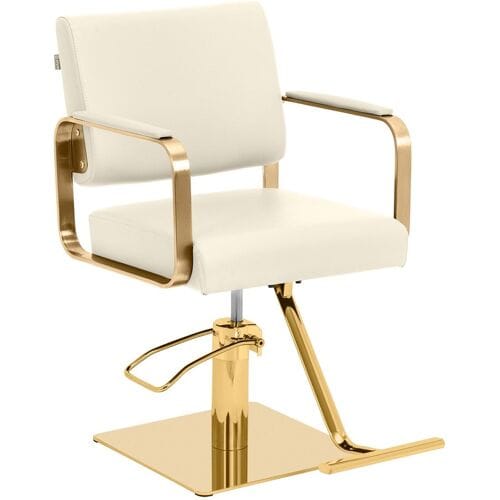 physa Kappersstoel met voetsteun - 50 - 66 cm - 200 kg - Creme/goud 10040887