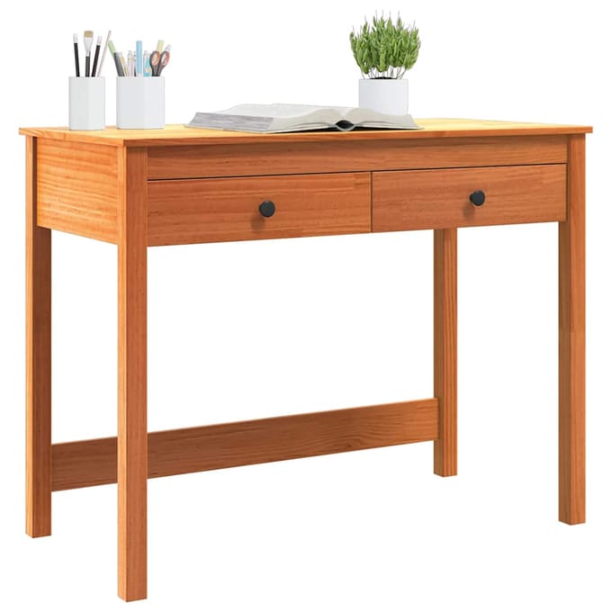 vidaXL - Bureau - Wasbruin - 100 - x - 50 - x - 78 - cm - Massief - grenenhout
