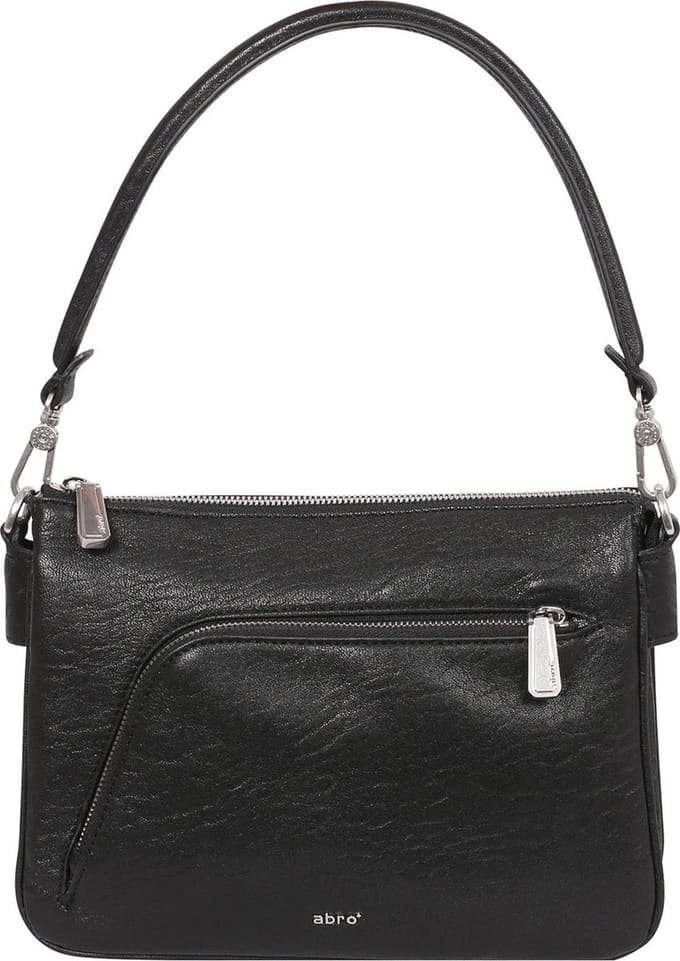 abro Schoudertas Leather Bubble Biker Shoulderbag Black / Nickel Zwart