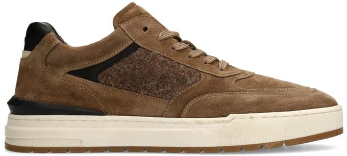Manfield - Heren - Taupe suède sneakers - Maat 45