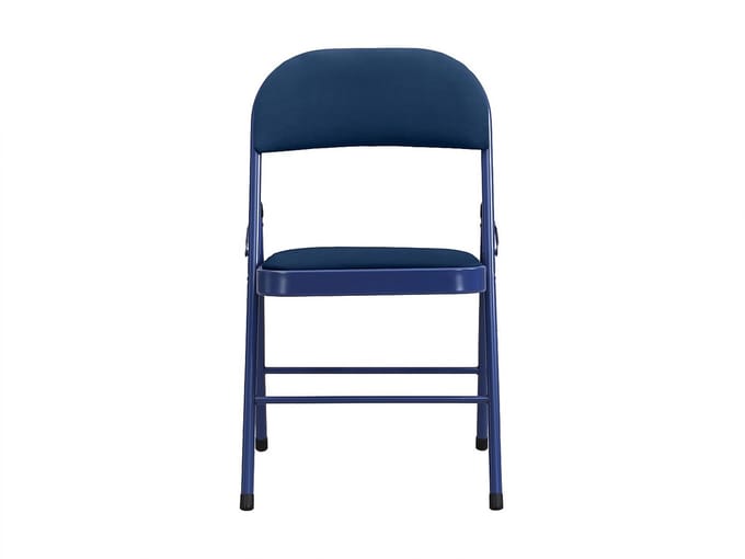 Vente-unique Set van 2 klapstoelen van velours en metaal - Blauw - ORTENSIA