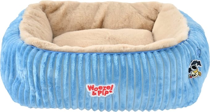 Woezel & Pip divan corduroy vierkant blauw 50cm