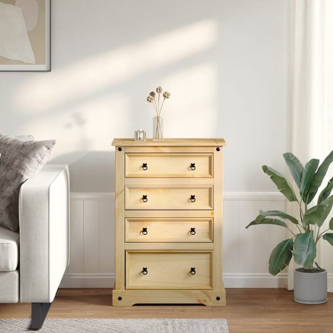 vidaXL - Ladekast - Corona - 80x43x114 - cm - massief - grenenhout