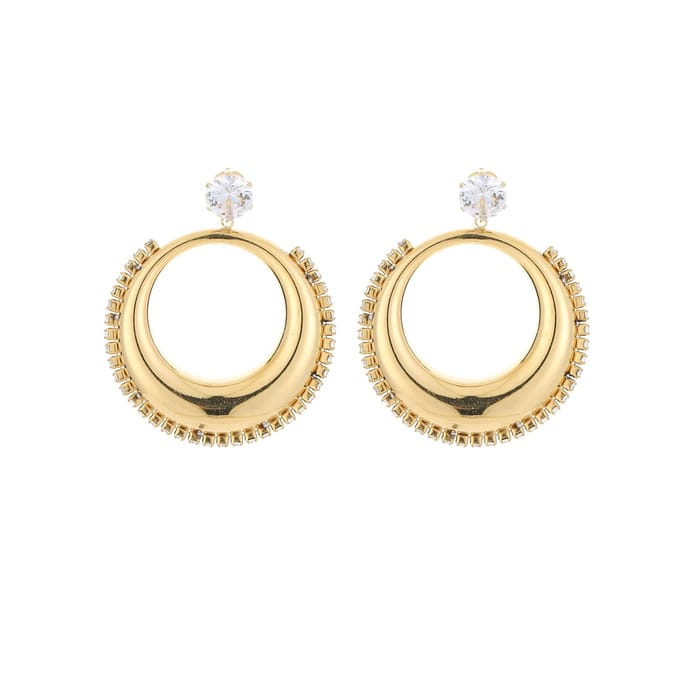 Michelle Bijou - Chuncky strass oorbellen - Goudkleurig