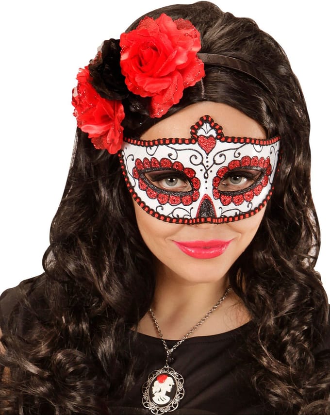 WIDMANN - Rood glittermasker Día de los muertos