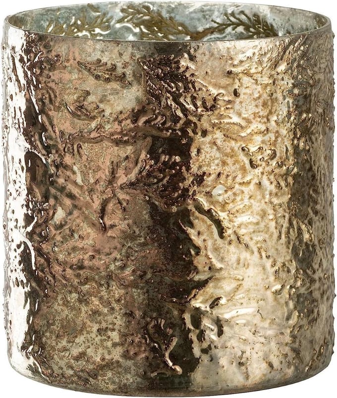 Windlicht Cilinder - Koperen Lantaarn - Sfeerverlichting Binnen - Geoxideerd Metaal - 16 cm Hoog - Koper