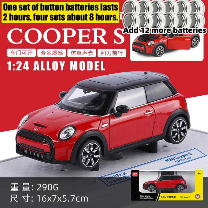 1:24 Bmw Mini Cooper S F56 Luxe Compacte Sport Hatchback Legering Metaal Diecast Modelauto Huisdecoratie Desktop Display Speelgoed