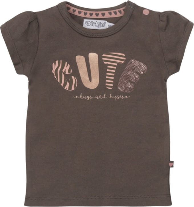 Dirkje - T-shirt - Cute - Grijs - Bruin - Maat 56
