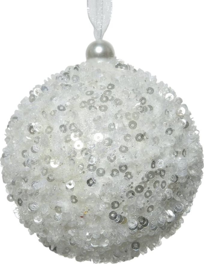 Kerstbal foam hang d8 cm winterwit