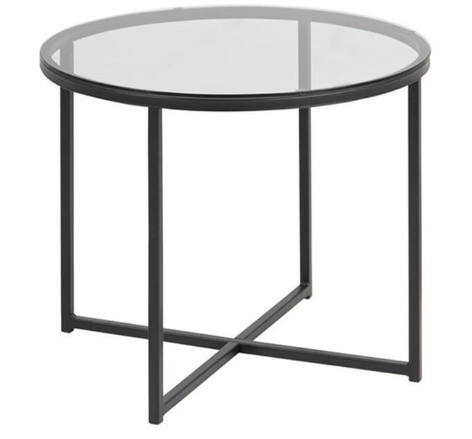 Bijzettafel Elora Rond Glas Smoke Ø55cm - Giga Living