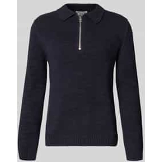 Relaxed fit gebreide pullover in polostijl van katoenmix