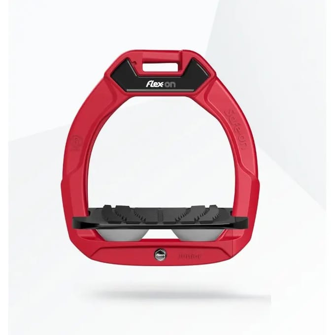 Veiligheidsstijgbeugels paardrijden Hellend Grip Rood/Zwart/Grijs kind Flex-On Safe-On