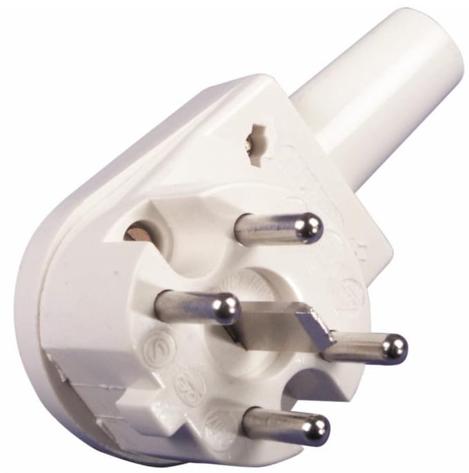 Stekker Haaks - Perilex Stekker - Elektrische Aansluiting - 3-polig 16A - 230 Volt - Wit