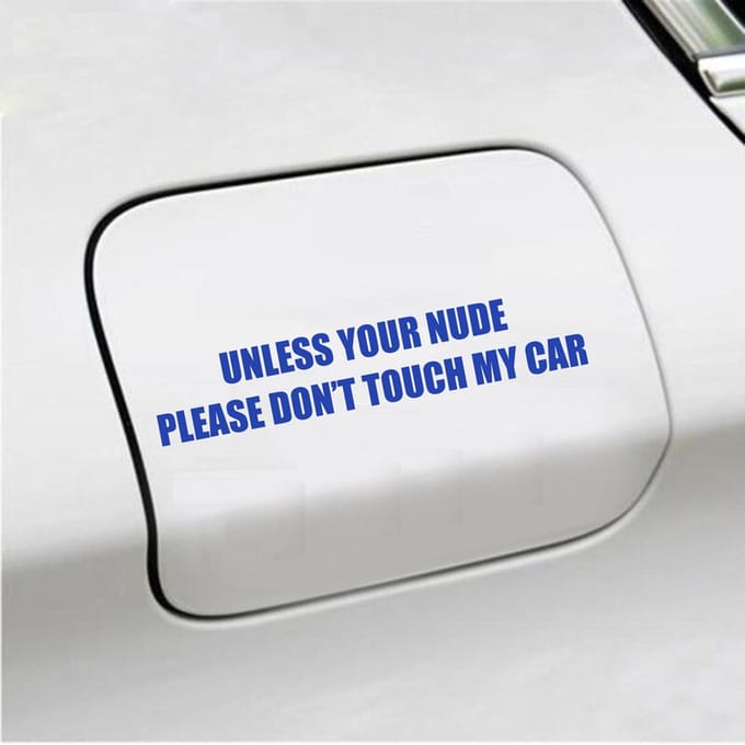 Bumpersticker - Unless Your Nude - 3,5 X 18,5 - Blauw