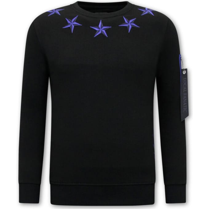 Heren Sweater - Royal Stars - Zwart / Blauw