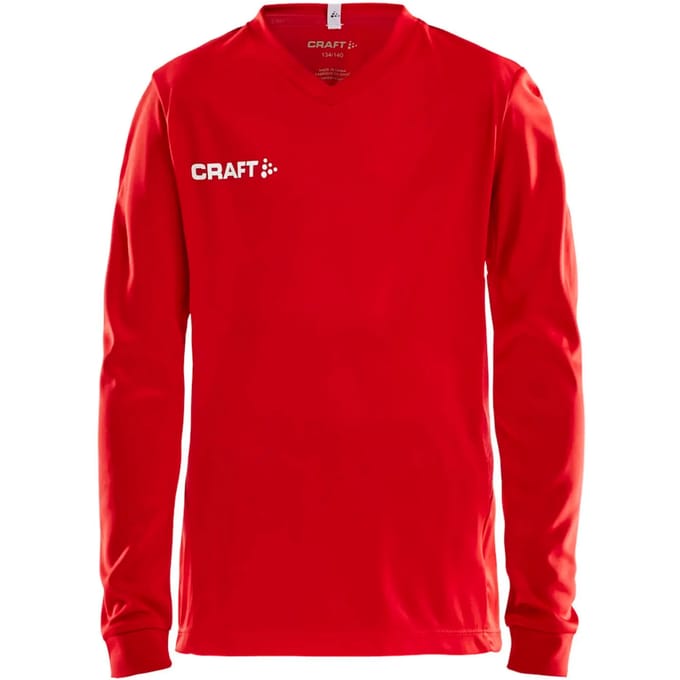 Craft Squad Jersey Solid LS Shirt Junior  Sportshirt - Maat 122  - Unisex - rood/wit Maat 122/128