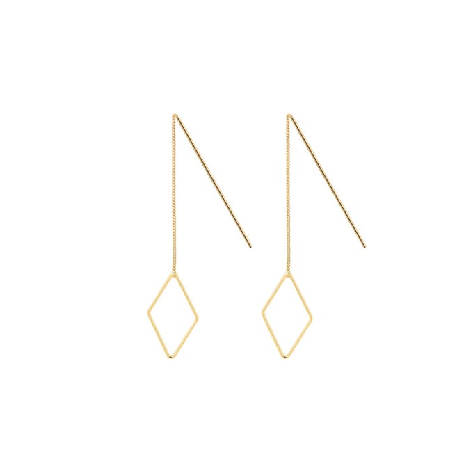Goud Plated Oorhangers met Ruitje