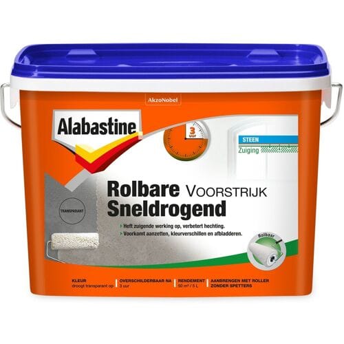 Alabastine Rolbare Voorstrijk Primer - Muur En Plafond - Transparant - 5l