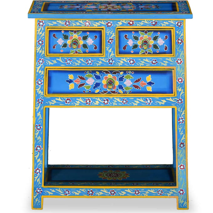vidaXL - Dressoir - met - lades - handgeschilderd - massief - mangohout - turquoise