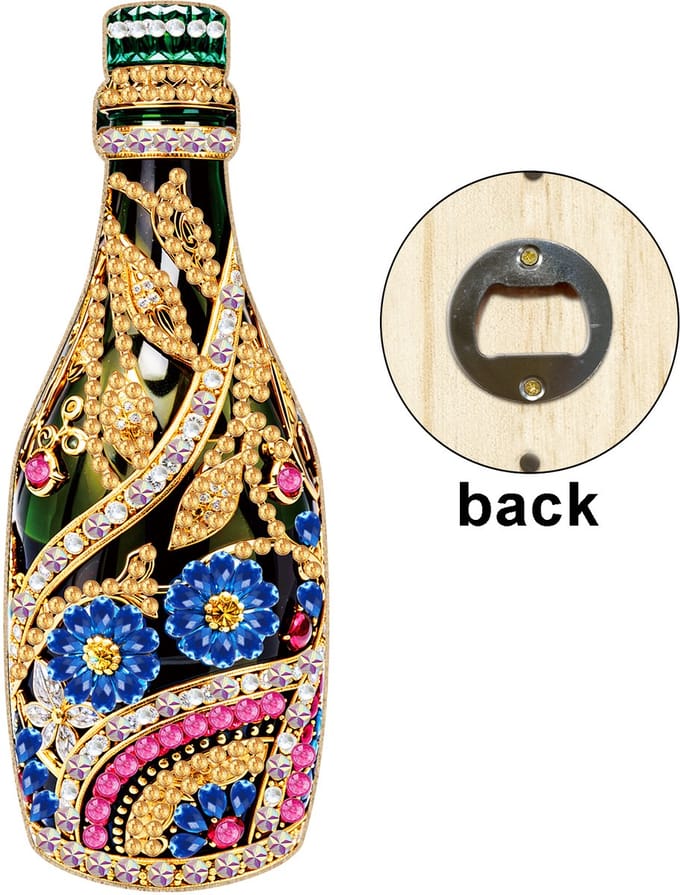 Flessenopener - 008 - Champagnefles - diamond painting - compleet pakket - Diamond painting by Wietske