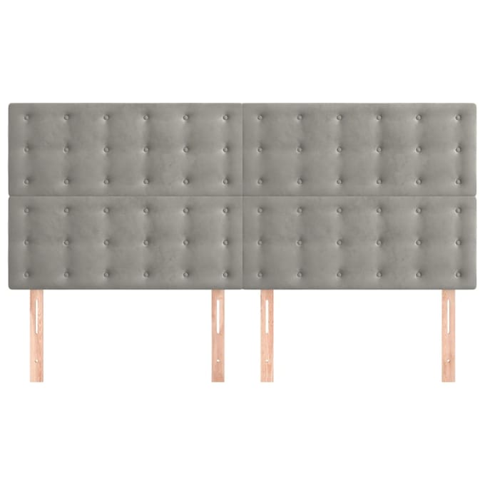 vidaXL - Hoofdbord - lichtgrijs - 180x5x118/128 - cm - fluweel