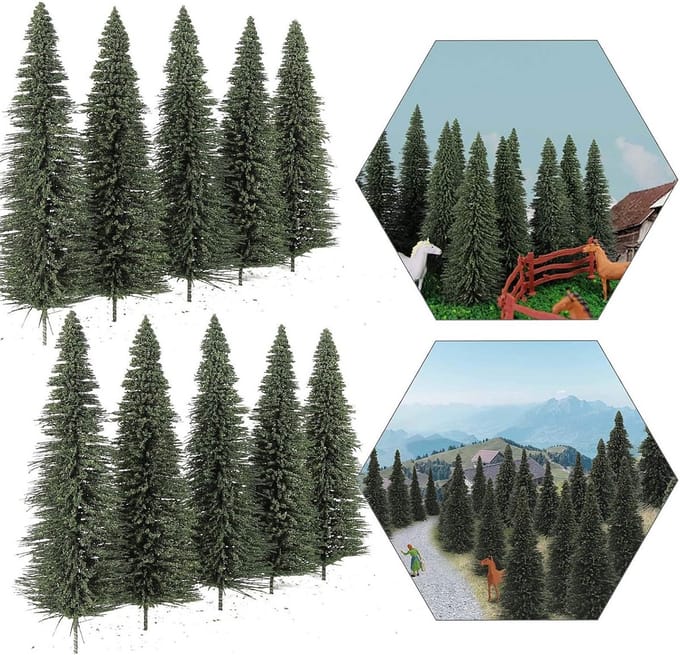 20 Stuks Modeldennenbomen Groen - 12,5 cm Hoge Dennen voor Modelspoorbaan en Diorama