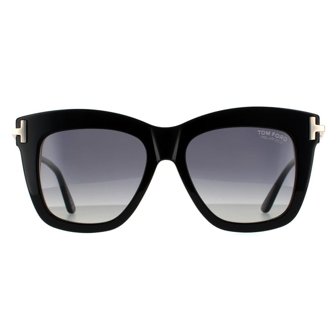 Tom Ford zonnebril Dasha FT0822 01D Glansende zwarte rookgradiënt gepolariseerd
