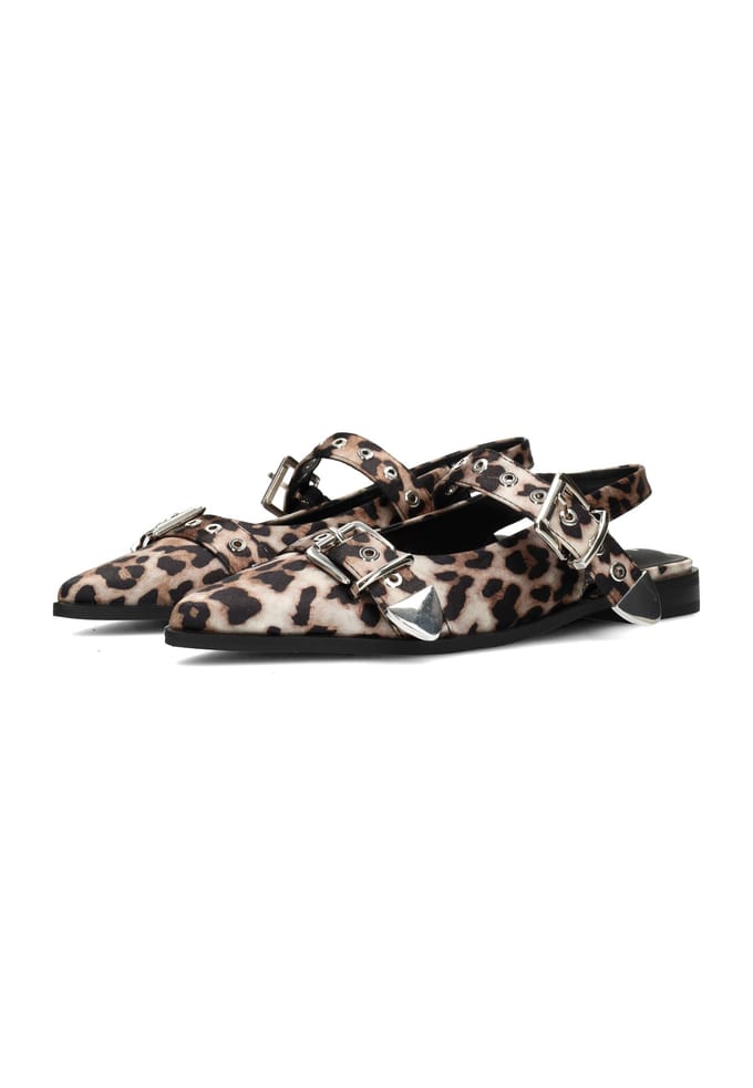 POSH by Poelman Dames JULIA Slingbacks - Bruin Met Dierenprint