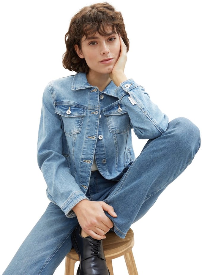 Tom Tailor - Jeansjasje van gerecycled katoen - Maat XXL - Light Stone Blue Denim