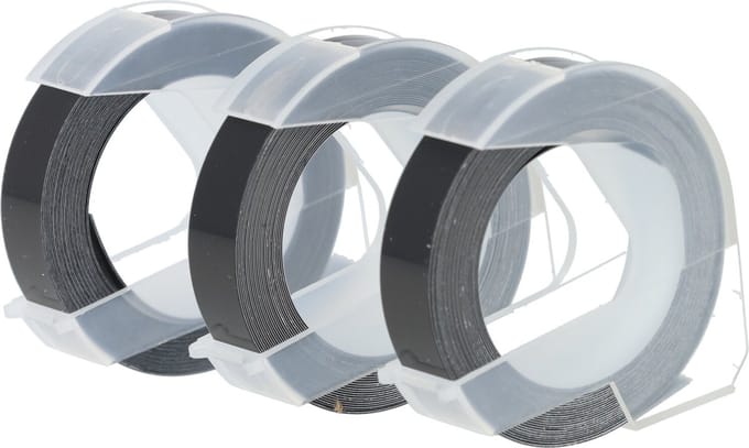 Dappaz 3 stuks Compatible Dymo Label 3D - 9 mm Wit op Zwart S0898130 Reliëflabel - Lettertang