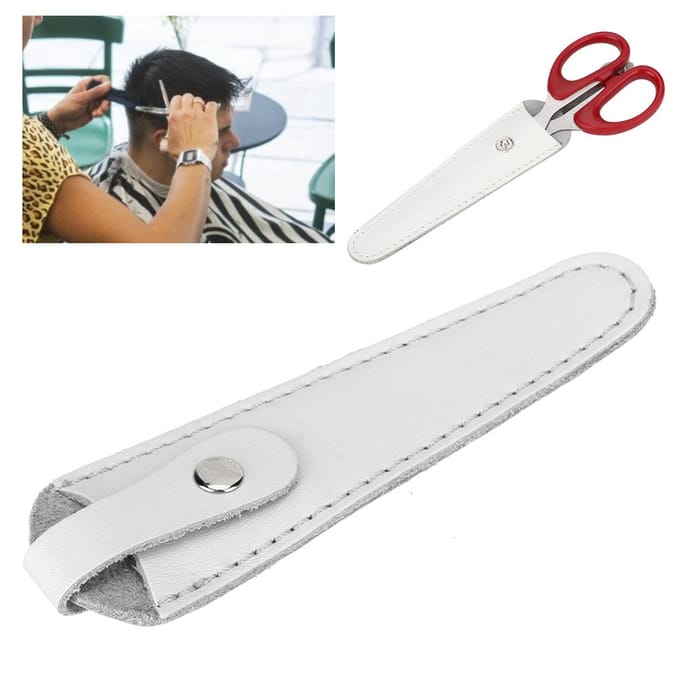 Sac à ciseaux professionnel en cuir PU, porte-ciseaux portable, étui de rangement pour ciseaux, outil de coiffure blanc blanc